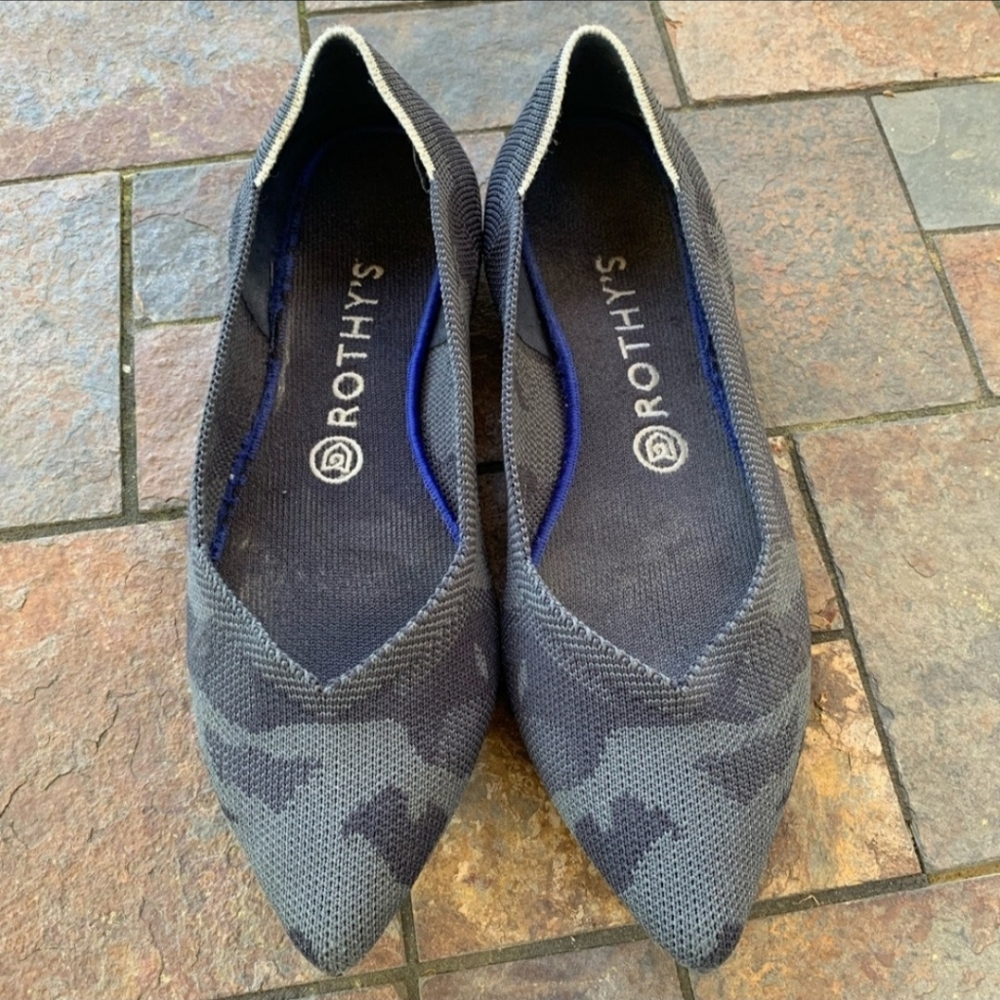 Rothy's The Point Dark Camo Grey Flat Shoes